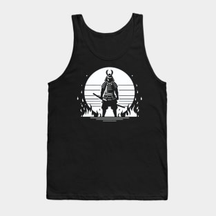 Samurai Warrior standing unfazed in Flames Tank Top